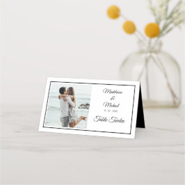 Tarjeta De Asiento Número de tabla Boda negro elegante de la foto