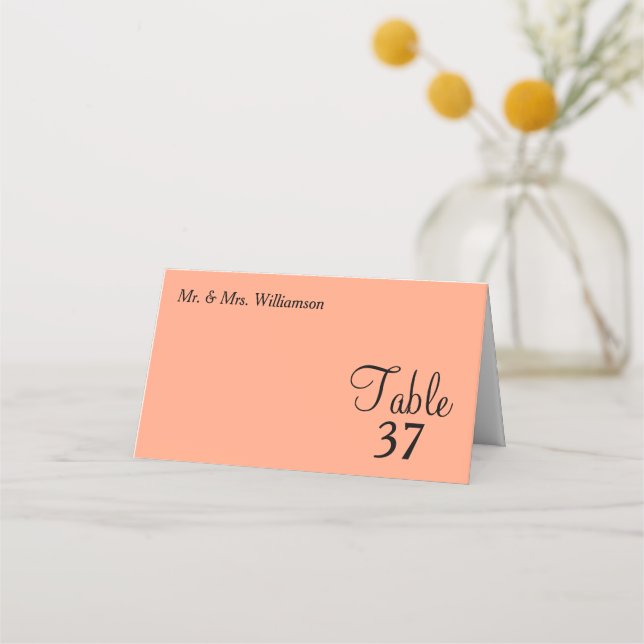 Tarjeta De Asiento Número de tabla de Boda azul Cantaloupe (Anverso)