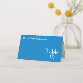 Tarjeta De Asiento Número de tabla de Boda blanco azul brillante