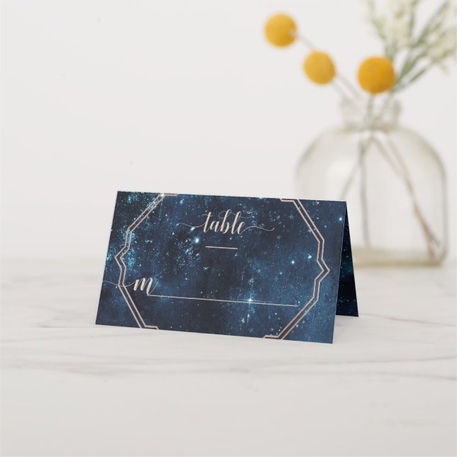 Tarjeta De Asiento Número de tabla de Boda de Galaxia Celeste de Star (Anverso)