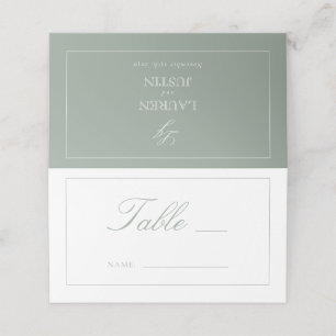 Tarjeta De Asiento Número de tabla de Boda de guiones verdes de monog