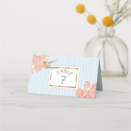 Tarjeta De Asiento Número de tabla de Boda de pájaro de oro floral az