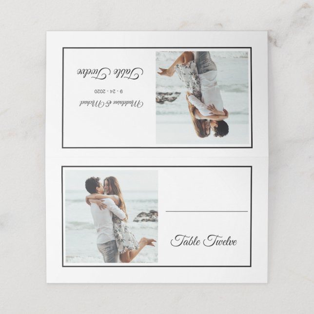 Tarjeta De Asiento Número de tabla de boda elegante de nombre de la f (Exterior desplegado)