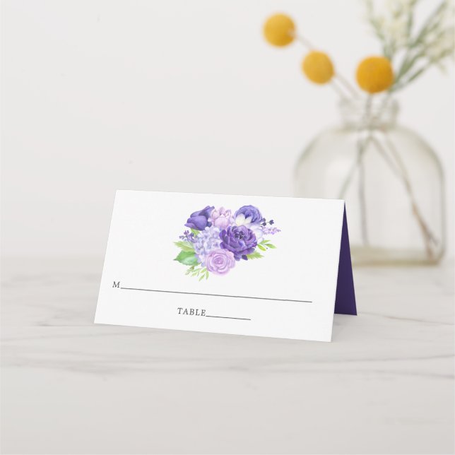 Tarjeta De Asiento Número de tabla de Boda floral ultravioleta (Anverso)