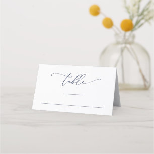 Tarjeta De Asiento Número de tabla de Boda Minimalista azul de la mar