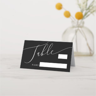 Tarjeta De Asiento Número de tabla de Boda mínimo negro