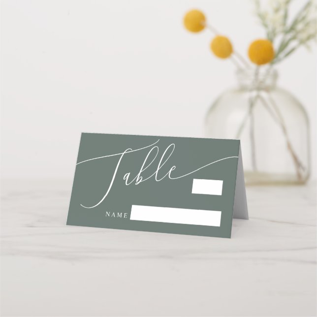 Tarjeta De Asiento Número de tabla de Boda mínimo verde (Anverso)