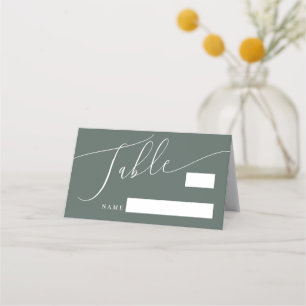 Tarjeta De Asiento Número de tabla de Boda mínimo verde