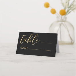 Tarjeta De Asiento Número de tabla de Boda moderno en negro y oro