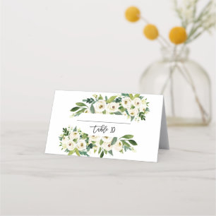 Tarjeta De Asiento Número de tabla de escritura floral en blanco