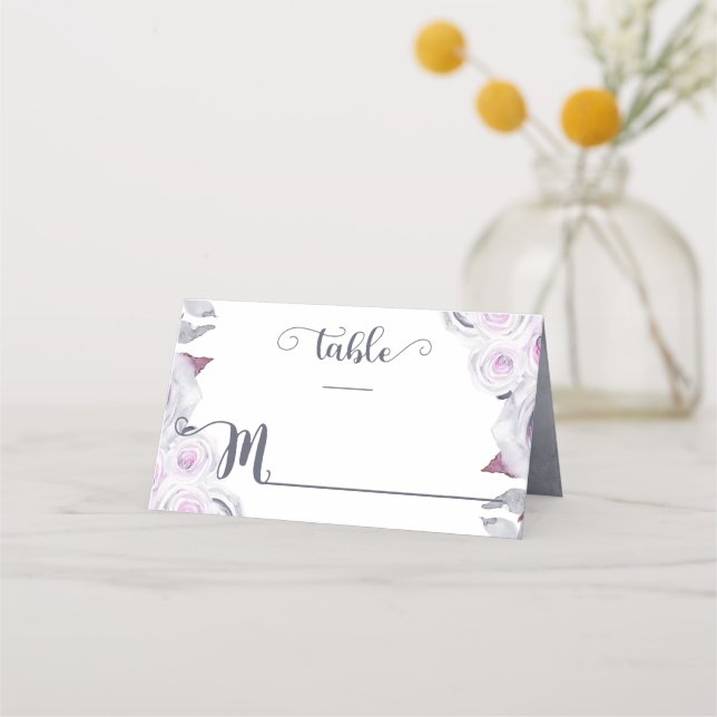 Tarjeta De Asiento Número de tabla de guirnaldas florales de lavanda  (Anverso)