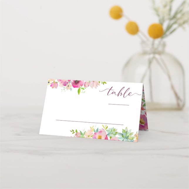 Tarjeta De Asiento Número de tabla del Boda de asientos florales de M (Anverso)