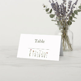 Tarjeta De Asiento Número de tabla del boda de flores silvestres