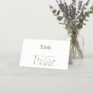Tarjeta De Asiento Número de tabla del boda de flores silvestres