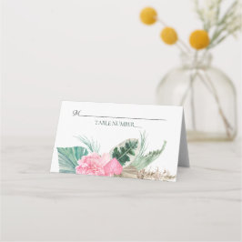 Tarjeta De Asiento Número de tabla Flores tropicales de flamencos ros