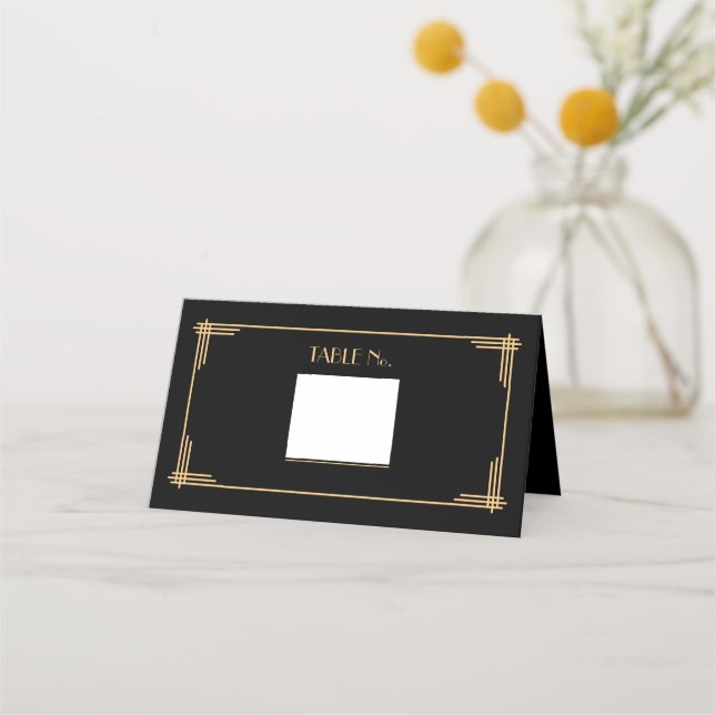 Tarjeta De Asiento Número de tabla negra Art Deco (Anverso)