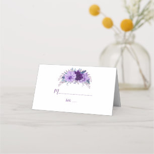 Tarjeta De Asiento Número de tabla púrpura de la Pluma Floral de la L