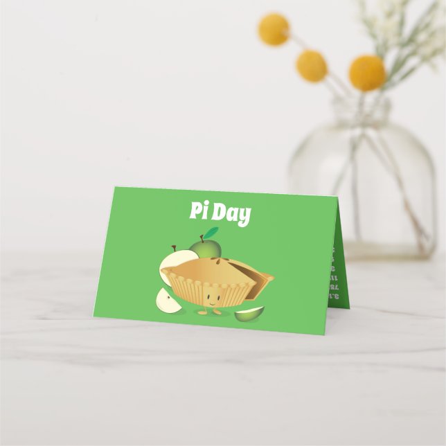 Tarjeta De Asiento Números de caricatura de Apple Pie Green Pi Day (Reverso)