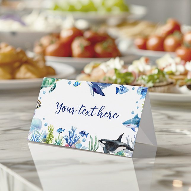 Tarjeta De Asiento Ocean Animal Boy Birday Food Place Card Ballena (Subido por el creador)