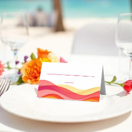 Tarjeta De Asiento Olas de Color de Atardecer Boda Moderna