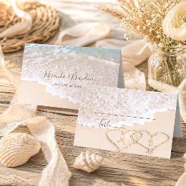 Tarjeta De Asiento Olas del Océano Azul Boda Tropical de Playa