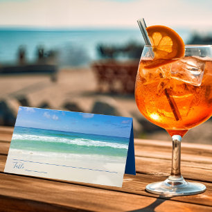 Tarjeta De Asiento Olas tropicales del océano Foto Boda de verano de 