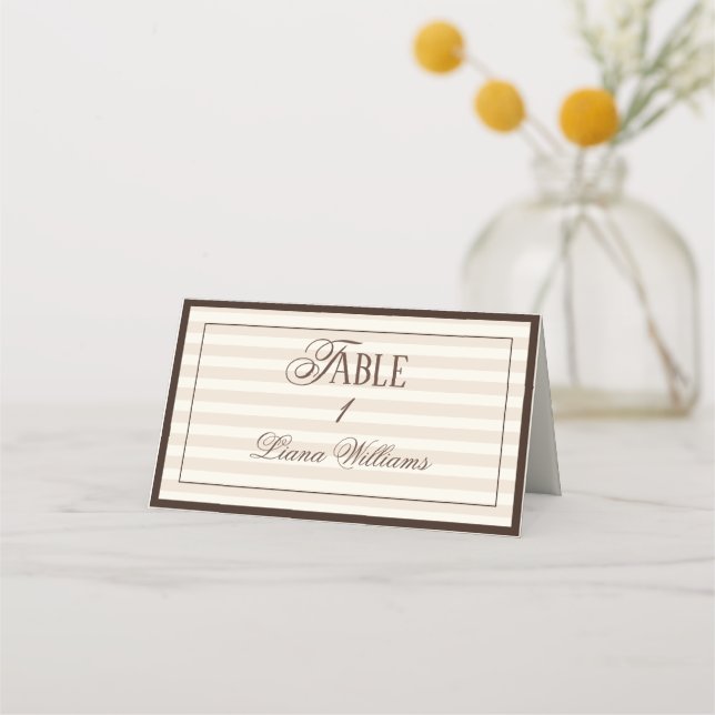 Tarjeta De Asiento Old Money Espresso Wedding (Anverso)