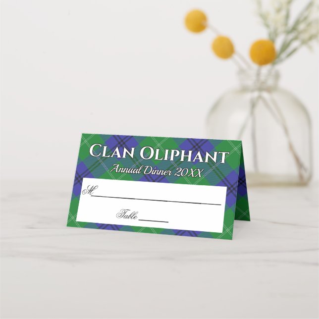 Tarjeta De Asiento Oliphant Tartan Motto (Anverso)