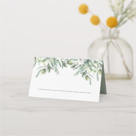 Tarjeta De Asiento Olivas acuarela. Boda italiana de jardín elegante