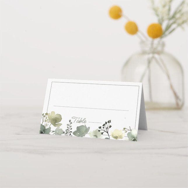 Tarjeta De Asiento Olive Floral Wedding (Anverso)