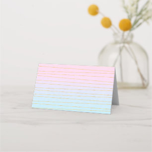 Tarjeta De Asiento Ombre azul rosado con líneas doradas delgadas