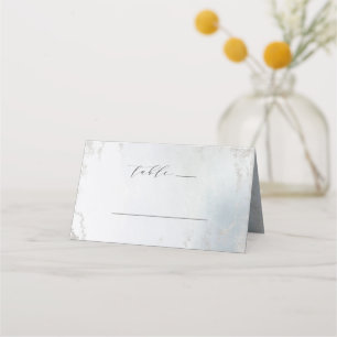 Tarjeta De Asiento Ombre Dusty Azul Escarcha Relieve metalizado Boda 