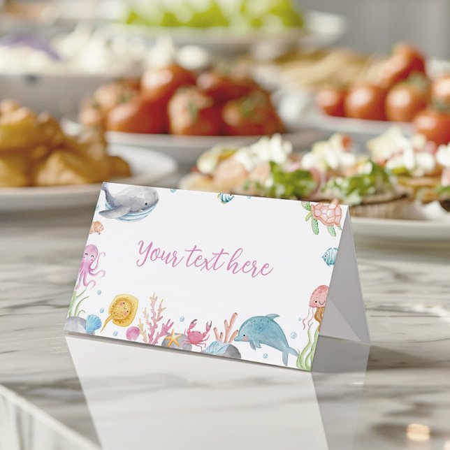 Tarjeta De Asiento Oneder The Sea Pastel Birthday Food Place Card (Subido por el creador)