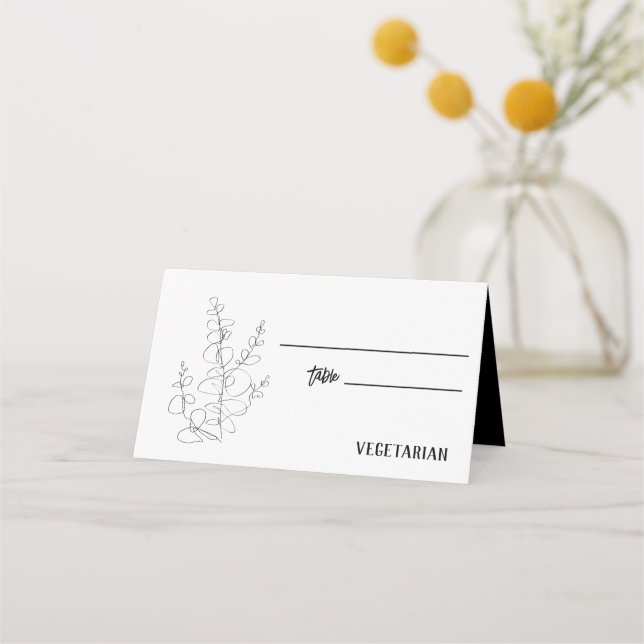 Tarjeta De Asiento Opción de comida de boda de eucalipto  (Anverso)
