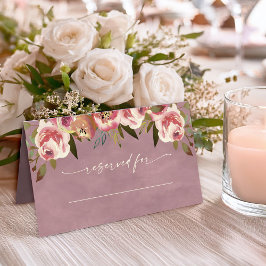 Tarjeta De Asiento Ophelia Cottagecore Boda Floral Rosa Dusty
