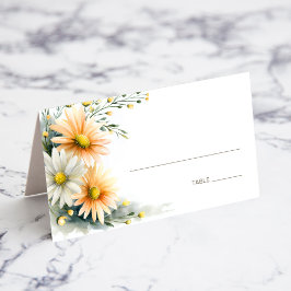 Tarjeta De Asiento Orange and White Daisies Wedding Place Card