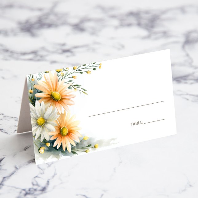 Tarjeta De Asiento Orange and White Daisies Wedding Place Card (Subido por el creador)