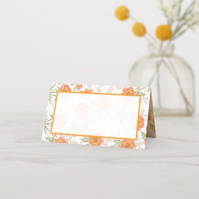 Tarjeta De Asiento Orange Rose Wedding Place Card (Anverso)
