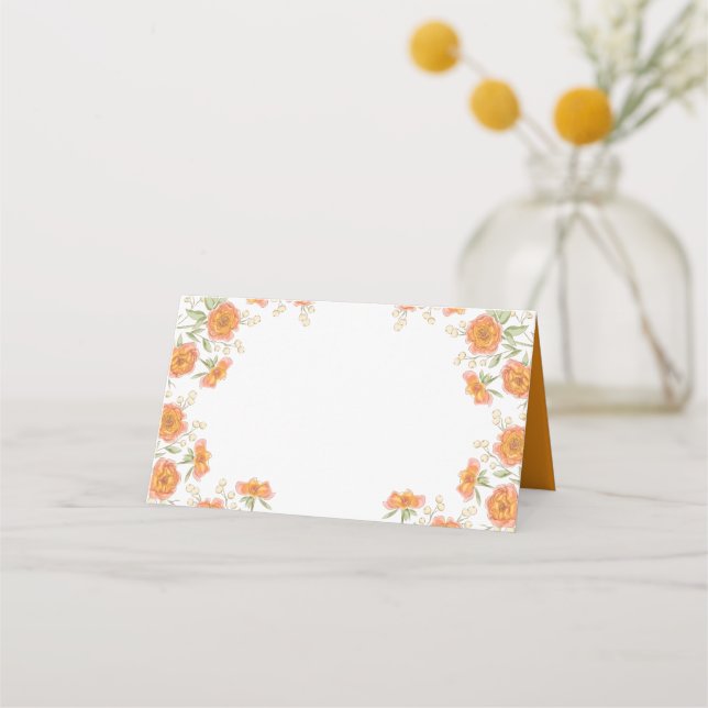 Tarjeta De Asiento Orange Rose Wedding Place Card (Anverso)