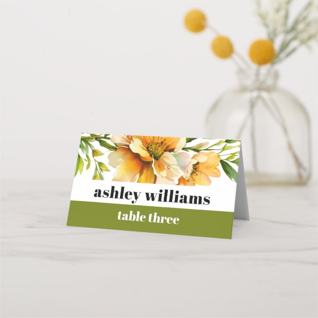 Tarjeta De Asiento Orange yelllow rhododendron flowers wedding (Anverso)