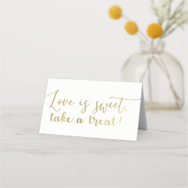Tarjeta De Asiento Oro Amor es Dulce Toma un Regalo Tabla de Guión