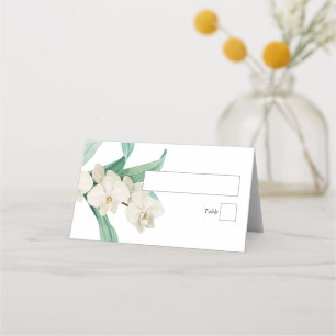 Tarjeta De Asiento Orquídeas Blancas Acuarela Floral Boda