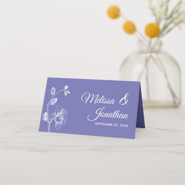 Tarjeta De Asiento Orquídeas elegantes flores de boda románticas senc (Anverso)