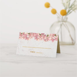 Tarjeta De Asiento Orquídeas Rosa Floral Mármol Dorado Elegante Boda