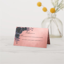 Tarjeta De Asiento Oscuro otoño floral gótico monograma morado