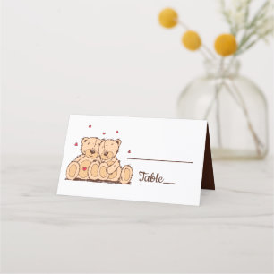 Tarjeta De Asiento Osos de peluche marrón adoran fiesta de casamiento