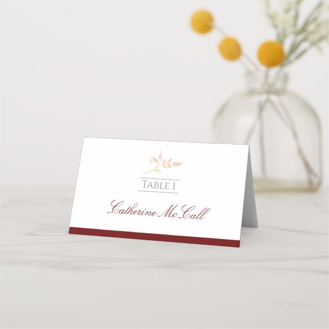 Tarjeta De Asiento Otoño Boda Swirl (Anverso)