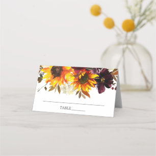 Tarjeta De Asiento Otoño Bouquet Sunflowers Floral Bridal Shower