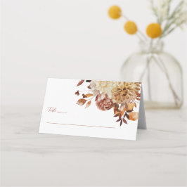 Tarjeta De Asiento Otoño Dorado Terracota Acuarela Floral Boda Pla
