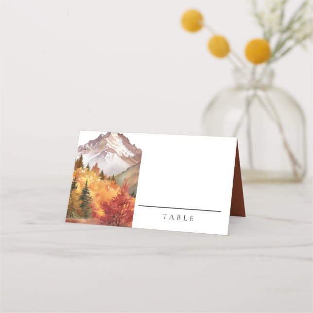 Tarjeta De Asiento Otoño Elegante Boda (Reverso)
